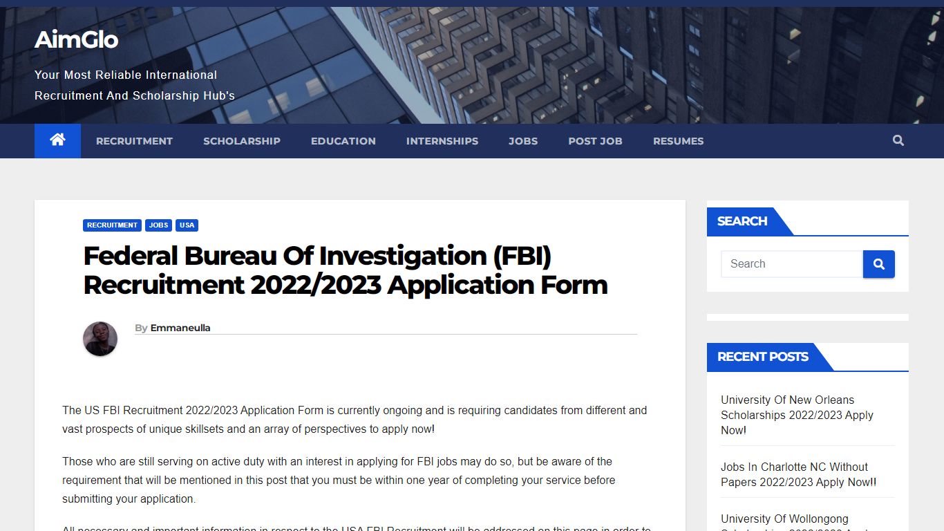 Federal Bureau Of Investigation (FBI) Recruitment 2022/2023 Application ...